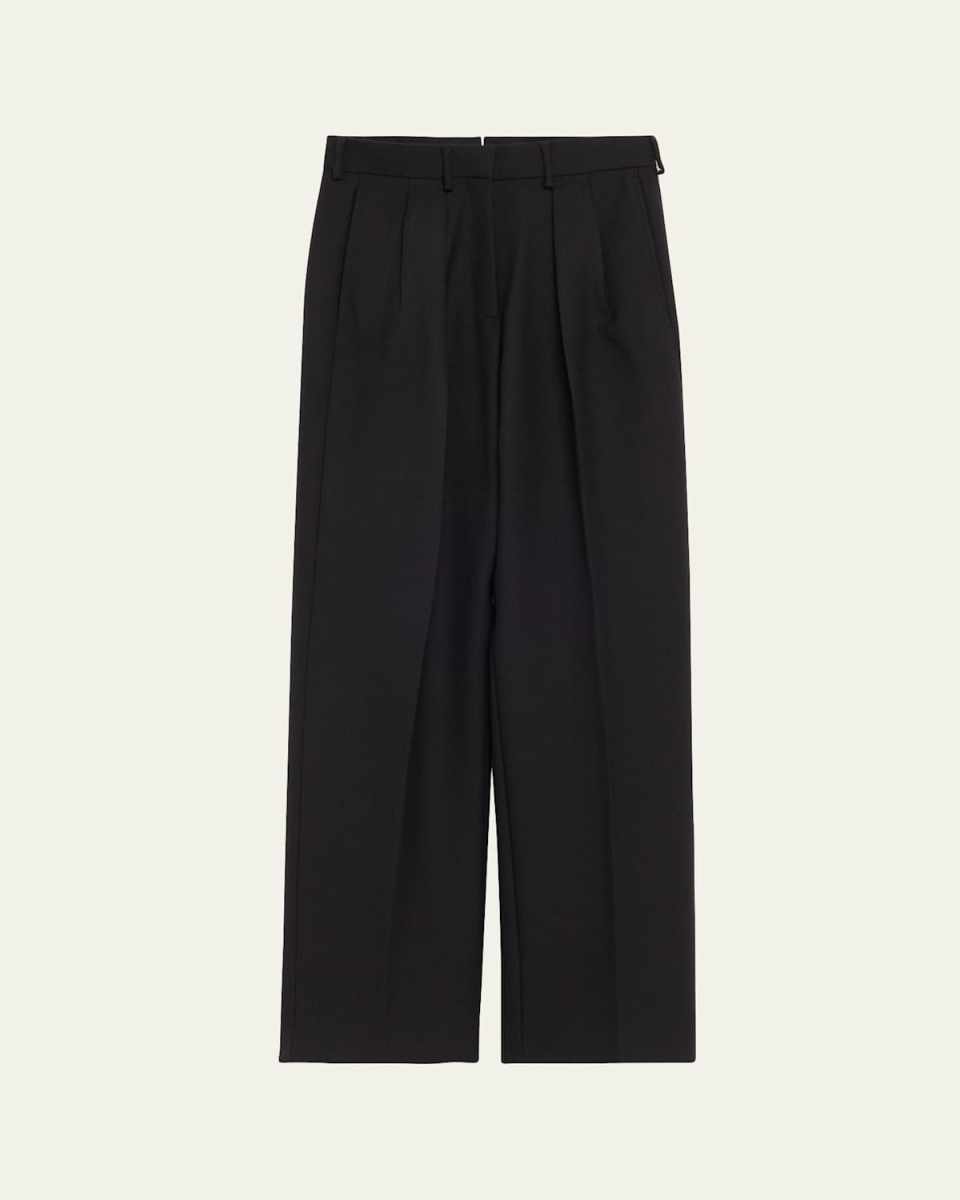 Pleated Wool-Blend Trousers